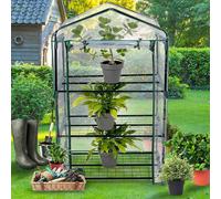 Serra da Giardino in Metallo e PVC 49x69 H 125cm Verde 3 Ripiani Trasparente