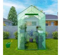 Serra Da Giardino Per Orto Con 4 Ripiani In Metallo Telaio In Acciaio Telo Retinato In Propilene Trasparente Porta Avvolgibile Apertura A Cerniera Protezione Piante Giardinaggio 186 x 120 x 190 Cm