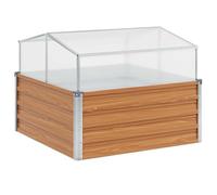 Serra da giardino, vaso con tetto apribile 100x100x77 cm in resina marrone chiaro, design industriale urbano per terrazzo e spazio esterno, fioriera versatile per piante