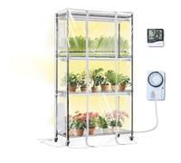 VEVOR Supporto Piante con Luce 4 Ripiani 180 W in Metallo 150x90 cm Copertura