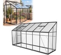 Serra in alluminio, 365 x 110 x 195 cm, lucernario e porta scorrevole | Casetta per piante per parete, terrazza o balcone: protegge verdure, erbe e fiori dal freddo e dalla pioggia