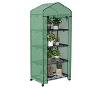 Serra in film Outsunny con rotolo, serra con 4 ripiani, serra in film con struttura in acciaio, per giardino, balcone 69 x 50 x 165 cm, verde