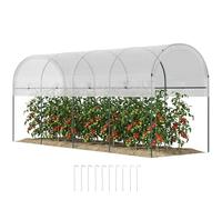 Serra Outsunny con film in rete PE, serra in film d'acciaio resistente all'inverno, serra per balcone, giardino, 400x120x170cm, casa per pomodori, ortaggi, fiori, piante, bianco