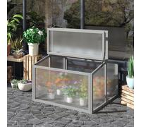 Outsunny serra a freddo Serra a freddo con copertura in legno e policarbonato resistente alle intemperie Grigio chiaro 90 x 80 x 58 cm