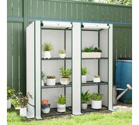 Serra Outsunny con tetto a doppia porta, ripiani, serra in lamina resistente all'inverno