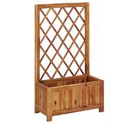 Serra per balcone, aiuola rialzata da giardino con traliccio, in legno massello di acacia, per giardini, terrazze, prati