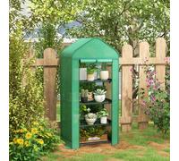 Serra per Piante a 4 Ripiani con Porta Avvolgibile, Piccola Serra in Metallo e PE, 69x49x158 cm, Verde scuro Description:La nostra serra da giardino Outsunny è il rimedio ideale per prolungare la colt