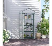 Serra per Piante Verticale con Scaffale a 4 Ripiani in Acciaio e PVC Bianco, 69x50x165cm