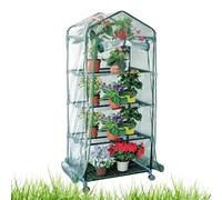 Serra portatile, piccola serra per esterni, casa verde portatile a 3/4 piani con ruote bloccanti, da giardino per interni ed esterni, coperchio con cerniera, ripiani per piante in acciaio per