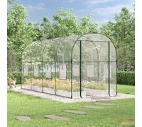 Serra trasparente, 160 x 400 x 190 cm, in PVC e acciaio | Telaio robusto, copertura resistente ai raggi UV, 8 finestre arrotolabili, porta avvolgibile con cerniera