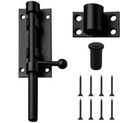 Serratura a bullone in acciaio inox da 15,2 cm, cilindro antipolvere nero, chiavistello resistente, foro di serratura, installazione sinistra/destra