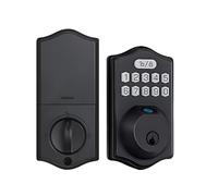 Serratura a cilindro con maniglia - Impronta digitale e tastiera elettronica, chiusura automatica, IP54 resistente alle intemperie, 2 maniglie, 100 codici utente, 2 chiavi di backup (nero)