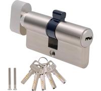 Serratura a Cilindro Europeo Cromata 30/30 60 Mm, Ad Alta Sicurezza, Con 5 Chiav