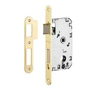 Serratura a cilindro per porta d'ingresso, asse 40mm, estremità rotonde, piastra frontale in ottone - THIRARD