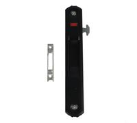 Serratura a gancio per porta scorrevole in acciaio per porte con meccanismo in vetro e sicurezza laterale, in acciaio inox, con interruttore verso il basso, nero, singolo W (nero)