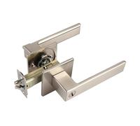 Serratura a maniglia a tre poli americana Serratura for porta antincendio for bagno e camera da letto Serratura a tre poli for impieghi gravosi con foro superiore e inferiore Argento spazzolato BK