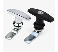 Serratura a maniglia con fissaggio posteriore a T in lega di zinco for porta del garage, con chiavi, serratura industriale for rimorchi, roulotte e tettoia, 1 pezzo(Black-Nokey)