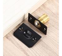 Serratura a molla in legno per porta dell'armadio, con chiusura a sfera regolabile superiore, compatibile con metodo di installazione con punzonatrice a vite (nero)