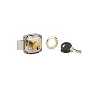 Serratura a superficie per porte di mobili, asse 20mm, 40x40mm, nichelato, 2 chiavi - THIRARD