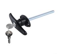 Serratura a T in lega di zinco per porte di garage con biella, impermeabile, design a barra corta, adatta per applicazioni su telai in rimorchi e camper (nero)