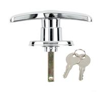 Serratura a T per porta della garge, in metallo, con chiave per differire, impermeabile, antiruggine, per roulotte, capannone, camper, rimorchi, industriali, con 2 chiavi, liscia, lucida, corta