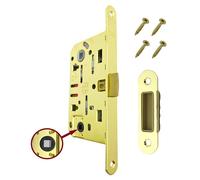 Serratura AGB Mediana Evolution con solo Scrocco Centrale per Porta Interna. (Ottone Lucido WC)