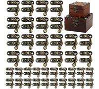 Serratura Antica,Foreen 40 Pezzi Gancio a Scatto Hasp Metallo Vintage Raffinato Destro Antico Hasp Robusto Durevole Corno Serratura con Viti per Jewelry Box Cassetto Scatola di Legno (2 Taglie)