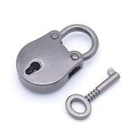 Serratura antica in bronzo cinese Lucchetti antichi vintage a forma di mini orso con chiave e chiave(Argento)