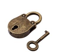 Serratura antica in bronzo cinese Lucchetti antichi vintage a forma di mini orso con chiave e chiave(D)