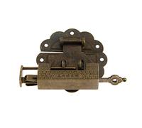 Serratura antica in bronzo cinese Lucchetto da 2 pezzi/set + chiusura a scatto in bronzo antico, vecchia scatola cinese della Grande Muraglia, fibbia, chiusura for armadietto vintage, custodia in legn