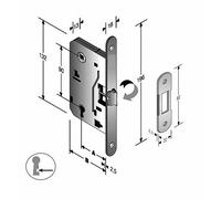 SERRATURA BONAITI/AGB CROMO SATINATO SCROCCO CENTRALE PER PORTE LEGNO INTERNE