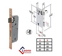 Serratura BONAITI Patent bordo quadro Interasse 90mm Entrata 30/35/60mm