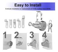 Serratura cassetta postale in lega di zinco con due chiavi e cinque piastre inst