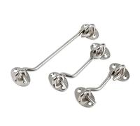 Serratura con chiusura a gancio, 4 ganci e occhielli in acciaio inox for porte, cancelli, finestre, nero argento, 3-16 pollici(Silver,4inch)