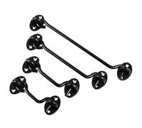 Serratura con chiusura a gancio, 4 ganci e occhielli in acciaio inox for porte, cancelli, finestre, nero argento, 3-16 pollici(Black,14inch)