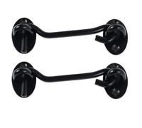 Serratura con chiusura a gancio, 4 ganci for cabina in acciaio inossidabile, chiusura a occhiello nera da 3 a 6 pollici for porta, finestra, armadio, cancello(3in)