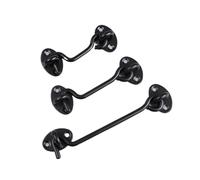 Serratura con chiusura a gancio, 4 pezzi di gancio e occhiello in acciaio inossidabile for cancello e finestra, nero argento, 3-6 pollici(201 Black-3 Inch)