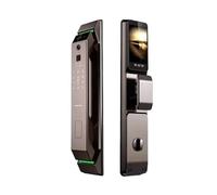 Serratura connessa Serratura elettronica automatica intelligente for porta Riconoscimento facciale 3D Impronta digitale Password senza chiave Wifi Fotocamera Scheda Rfid Serratura domestica(Brown 6068