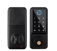 Serratura connessa Smart Lock Biometria delle impronte digitali APP Controllo remoto Scheda password Serratura elettronica con catenaccio automatico(Noir)