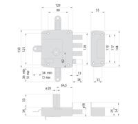SERRATURA DA APPLICARE TRIPLICE PER LEGNO ART. 571 E 60 Sx - CISA
