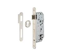 Serratura da incasso a cilindro europeo per porta ingresso, asse 50mm x 85mm, piastra tonda, nichel - THIRARD