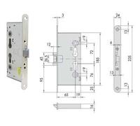 Serratura da Infilare Antipanico per Porte Tagliafuoco 43130 65 mm