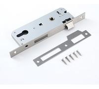 Serratura da Infilare in Acciaio Inossidabile 85 Mm / 25 Mm Serratura per Serratura A Telaio Tubolare Costruzione in Acciaio Fuso Scrocco Reversibile per Serrature/Cancello/Porta, 85x35mm