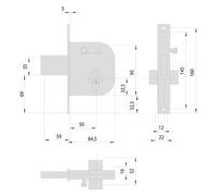 SERRATURA DA INFILARE PER FERRO ART. 42032 E50 - 1 mandata 2 PZ