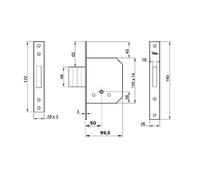 SERRATURA DA INFILARE PER PORTA LEGNO '56320' E50 - bordo quadro / 4 mandate