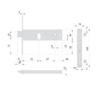 SERRATURA DA INFILARE STRETTA PER FASCIA PER ALLUMINIO ART. 44150/44151 44151 E7