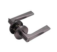 Serratura della porta del bagno Maniglia della camera da letto Camera interna Minimalista a tre barre Singola lingua Antifurto domestico(Gun gray,With)