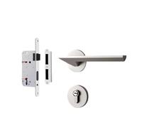 Serratura della porta della camera, legno domestico, camera da letto interna silenziosa, maniglia divisa in nichel spazzolato