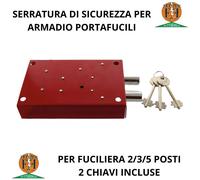 SERRATURA DI SICUREZZA PER ARMADIO PORTAFUCILI per 2/3/5 posti UNIKO