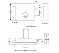 Yale Serratura elettrica da applicare per cancelli Y6800050105 destra, acciaio zincato, entrata 50 mm